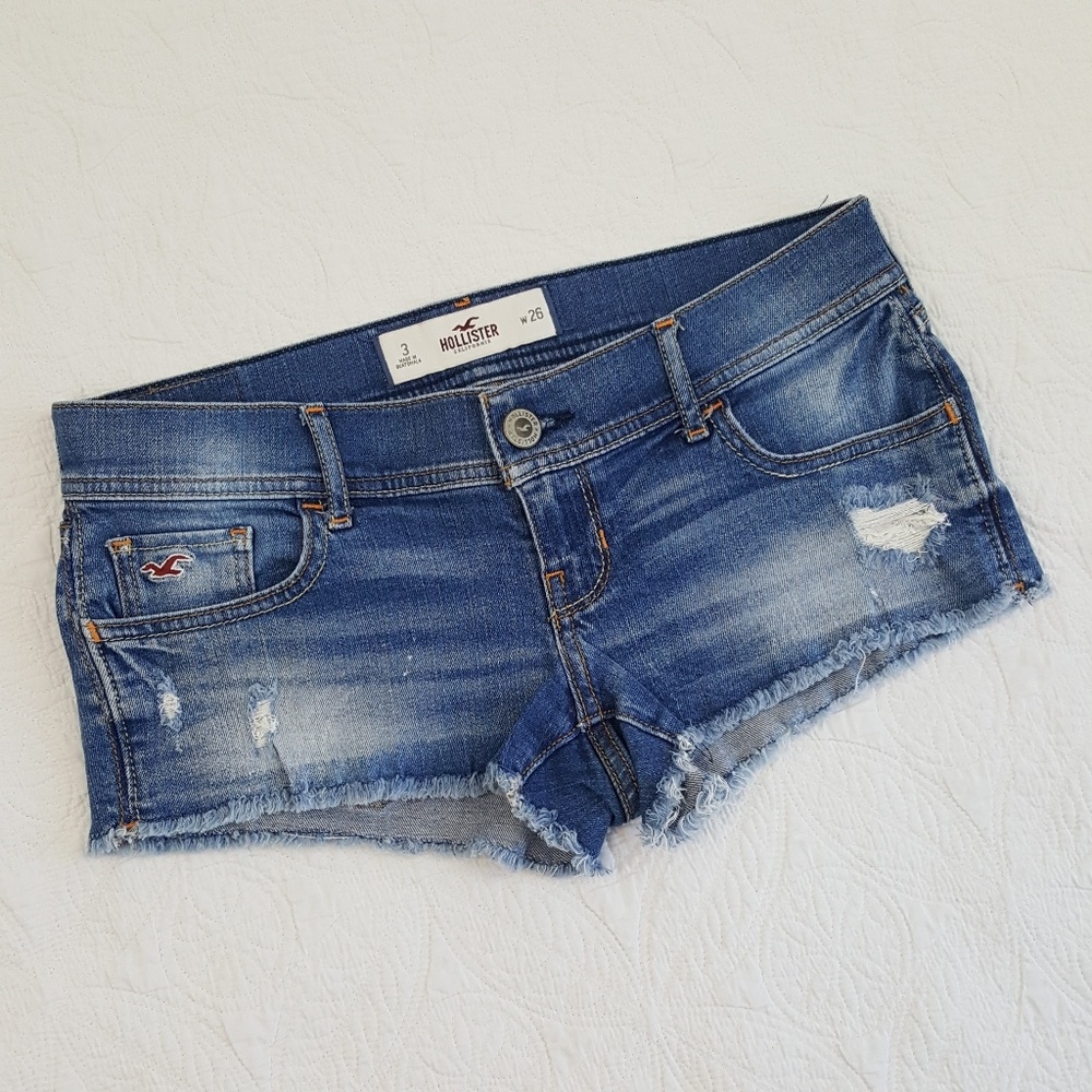 Hollister Factory Destroyed Denim Shorts Sz 3 w26